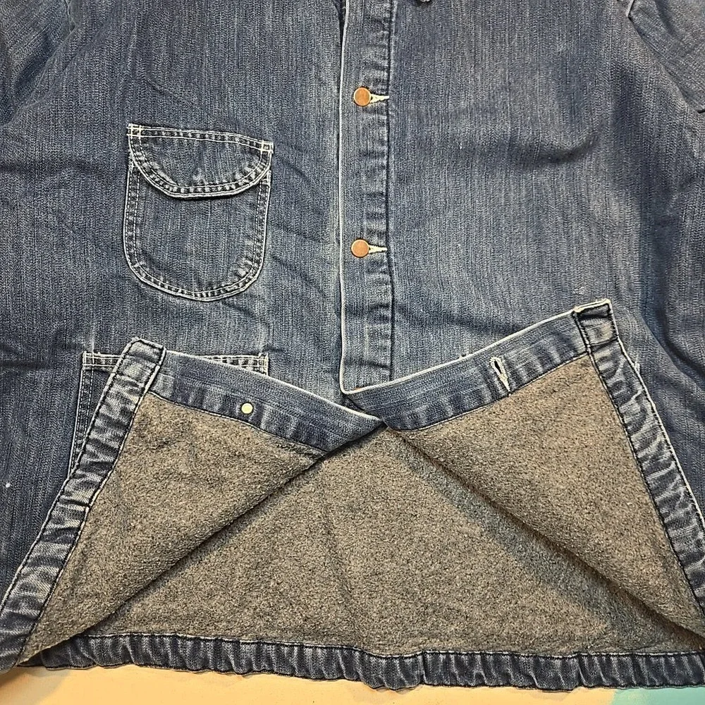 VTG 90s Bob Barker XXL Denim Blanket Lined Prison Chore Coat Brown Corduroy Jail - Picture 7 of 10